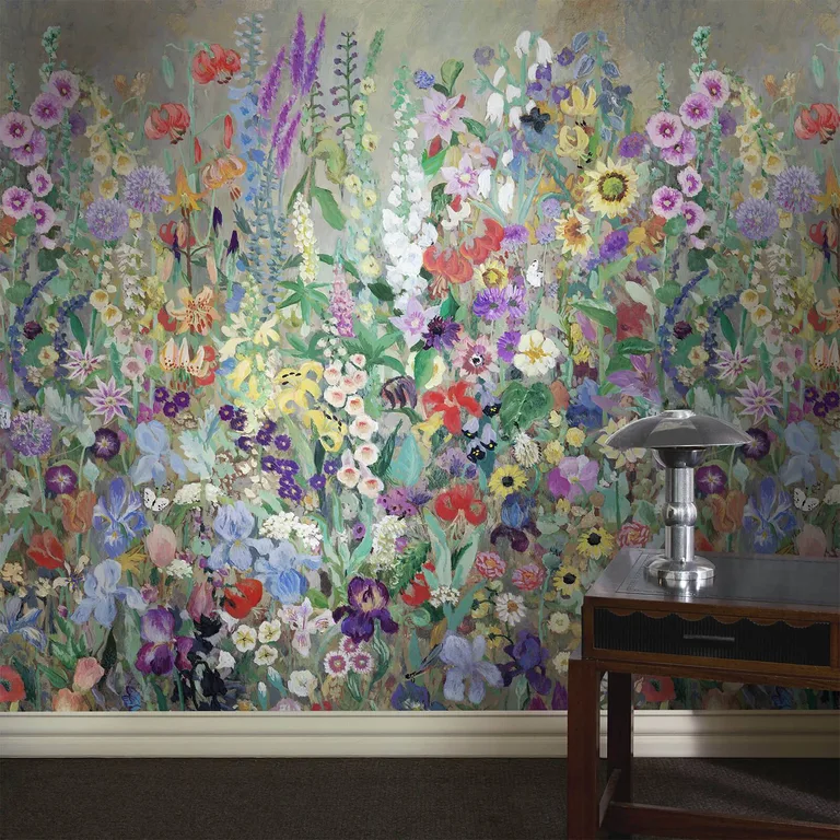 House of Hackney Floribunda Magna wallpaper in Zenith, blooms and foliage in zenith