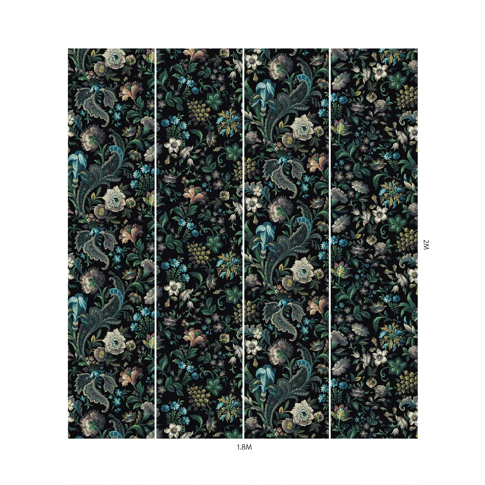 House of Hackney Florika Wallpaper in Onyx House of Hackney Florika wallpaper in Onyx, foliage and ornamental scrolls in onyx