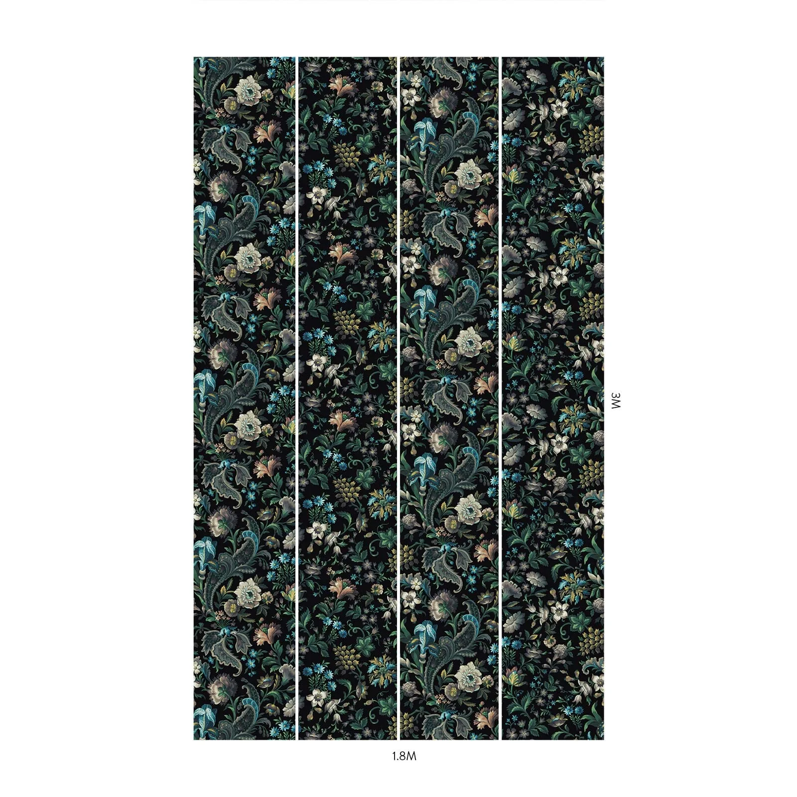 House of Hackney Florika Wallpaper in Onyx House of Hackney Florika wallpaper in Onyx, foliage and ornamental scrolls in onyx