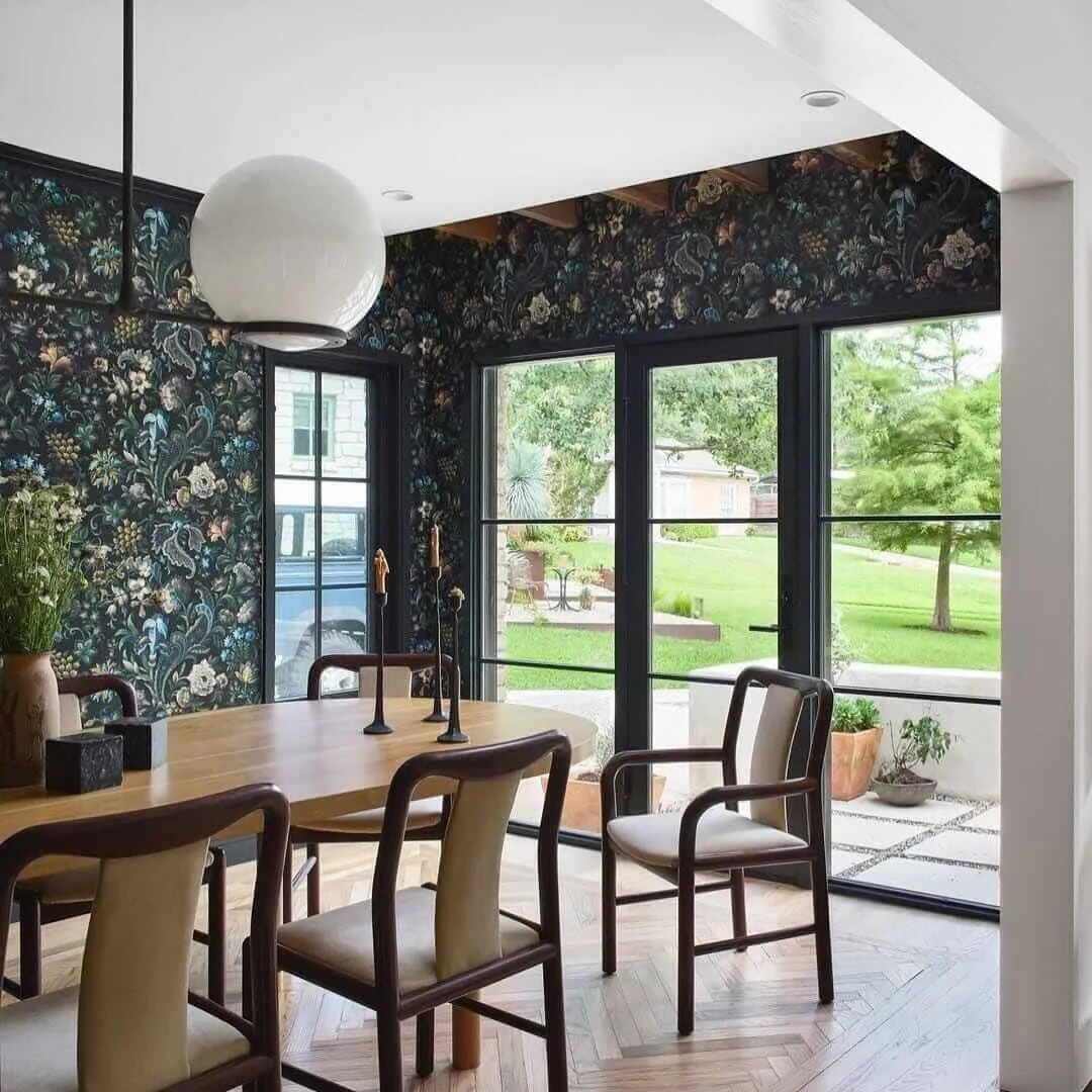 House of Hackney Florika Wallpaper in Onyx House of Hackney Florika wallpaper in Onyx, foliage and ornamental scrolls in onyx