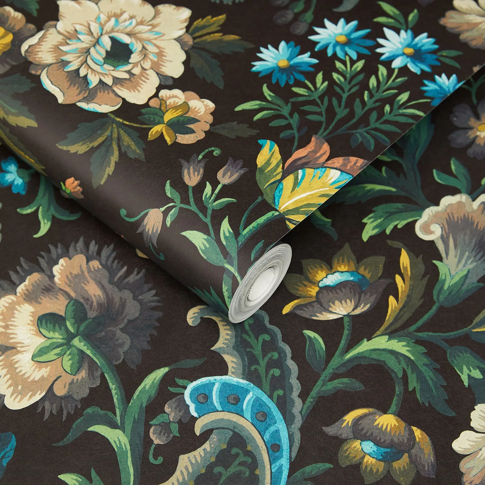 House of Hackney Florika Wallpaper in Onyx House of Hackney Florika wallpaper in Onyx, foliage and ornamental scrolls in onyx