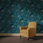 House of Hackney Florika Wallpaper in Petrol House of Hackney Florika wallpaper in Petrol, blooms and foliage in petrol