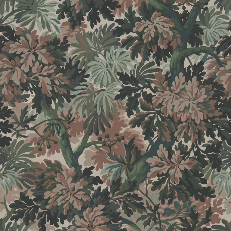 House of Hackney Foris Magna wallpaper in Tourmaline, foliage and trees in tourmaline