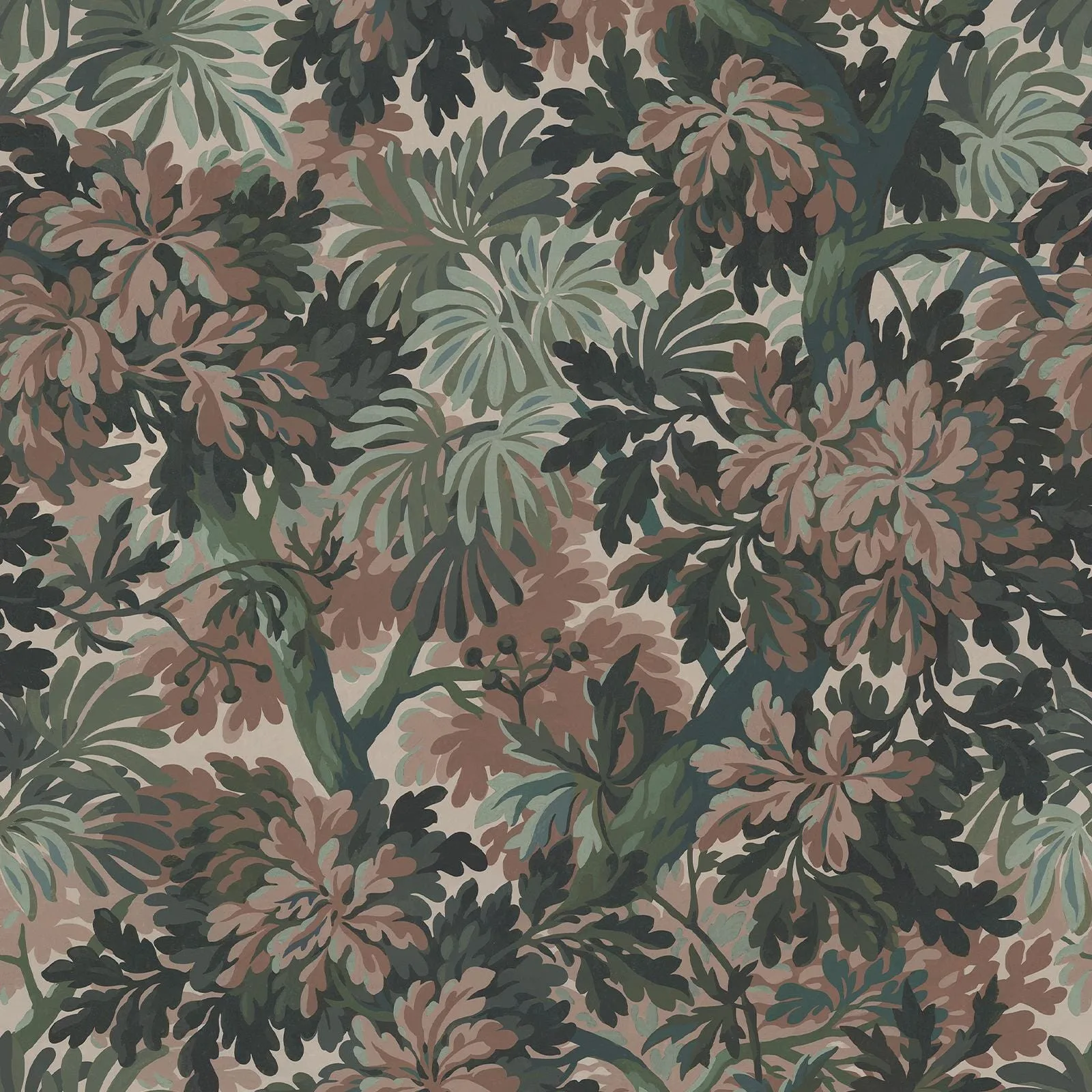 House of Hackney Foris Magna wallpaper in Tourmaline, foliage and trees in tourmaline