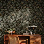 House of Hackney Foris wallpaper in Cerulean, foliage and trees in cerulean