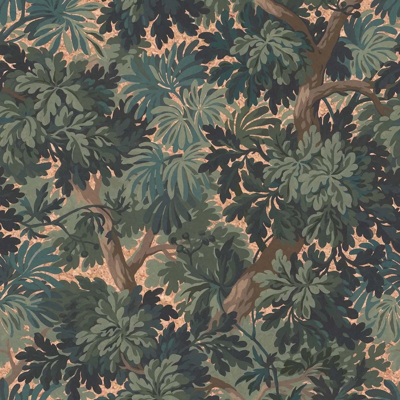 House of Hackney Foris wallpaper in Cerulean, foliage and trees in cerulean