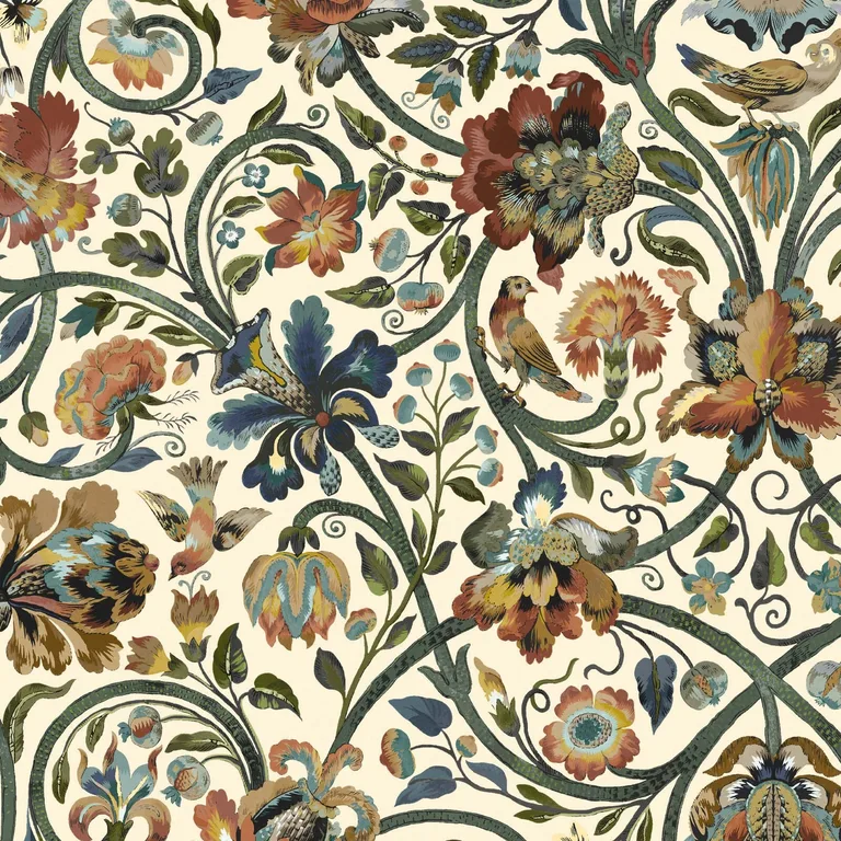House of Hackney Gaia wallpaper in Ecru, blooms and foliage in ecru