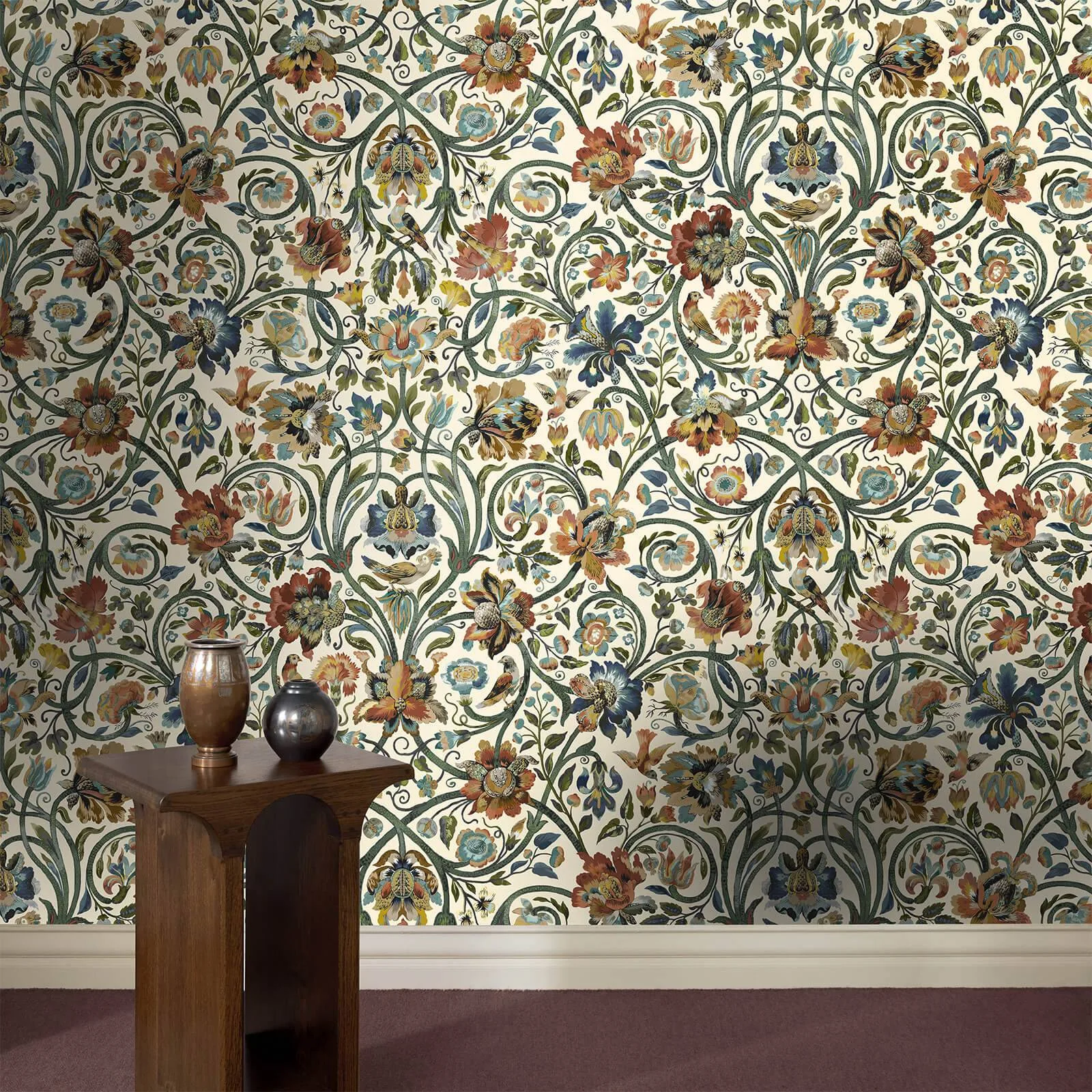 House of Hackney Gaia wallpaper in Ecru, blooms and foliage in ecru