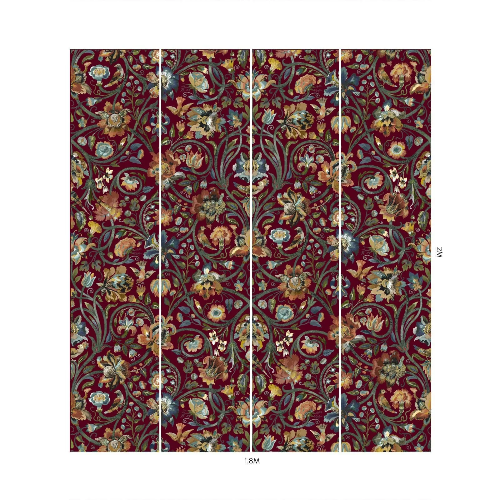 House of Hackney Gaia wallpaper in Vermillion, blooms and foliage in vermillion