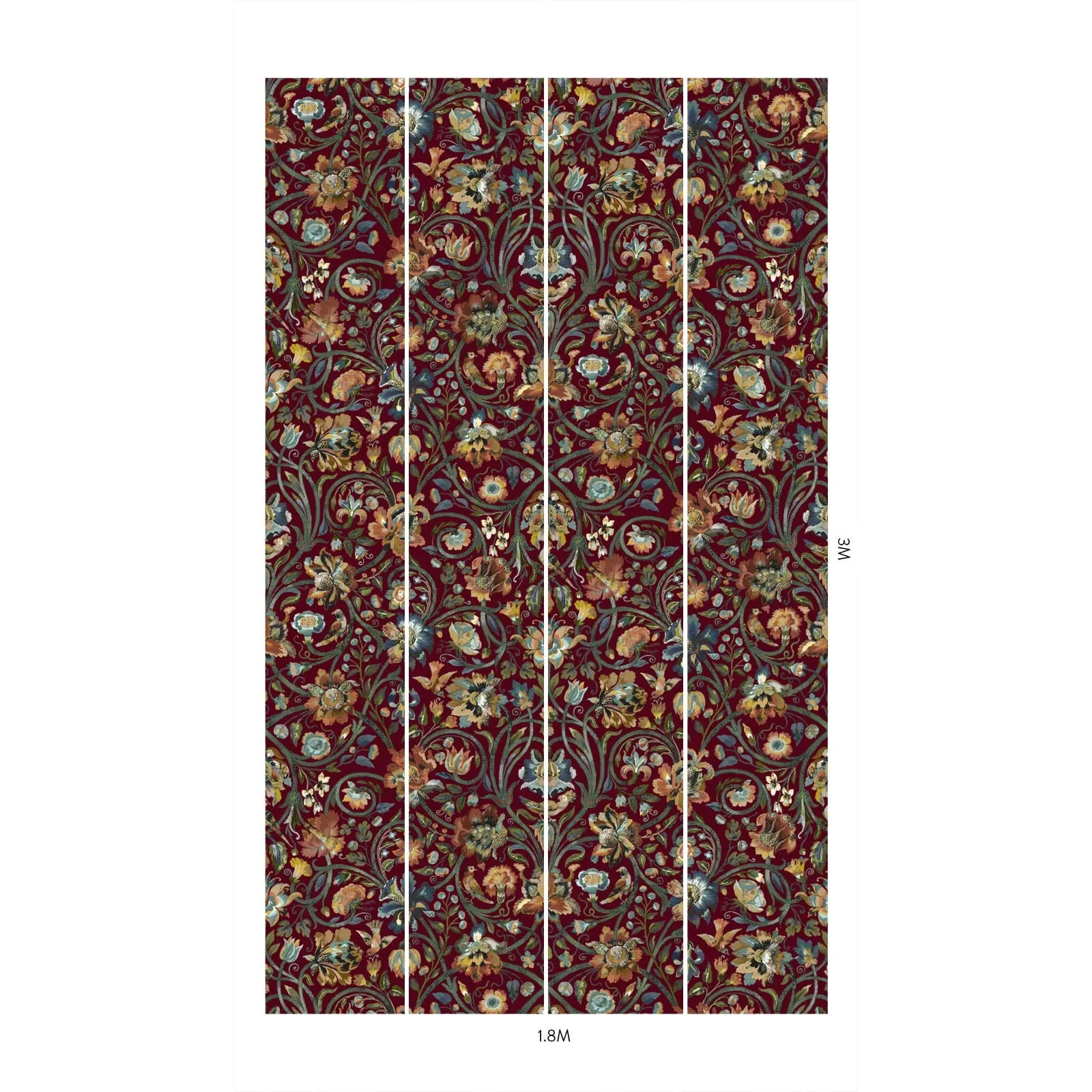 House of Hackney Gaia wallpaper in Vermillion, blooms and foliage in vermillion