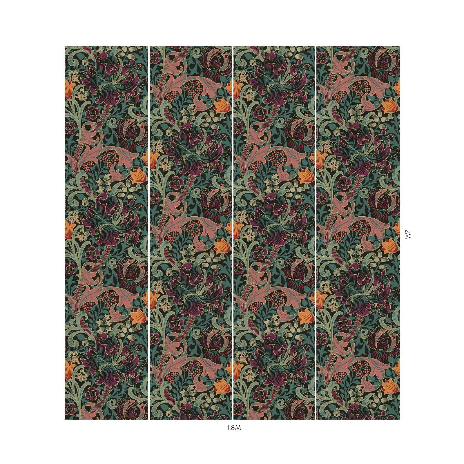 House of Hackney Golden Lily wallpaper in Apatite, blooms and foliage in apatite
