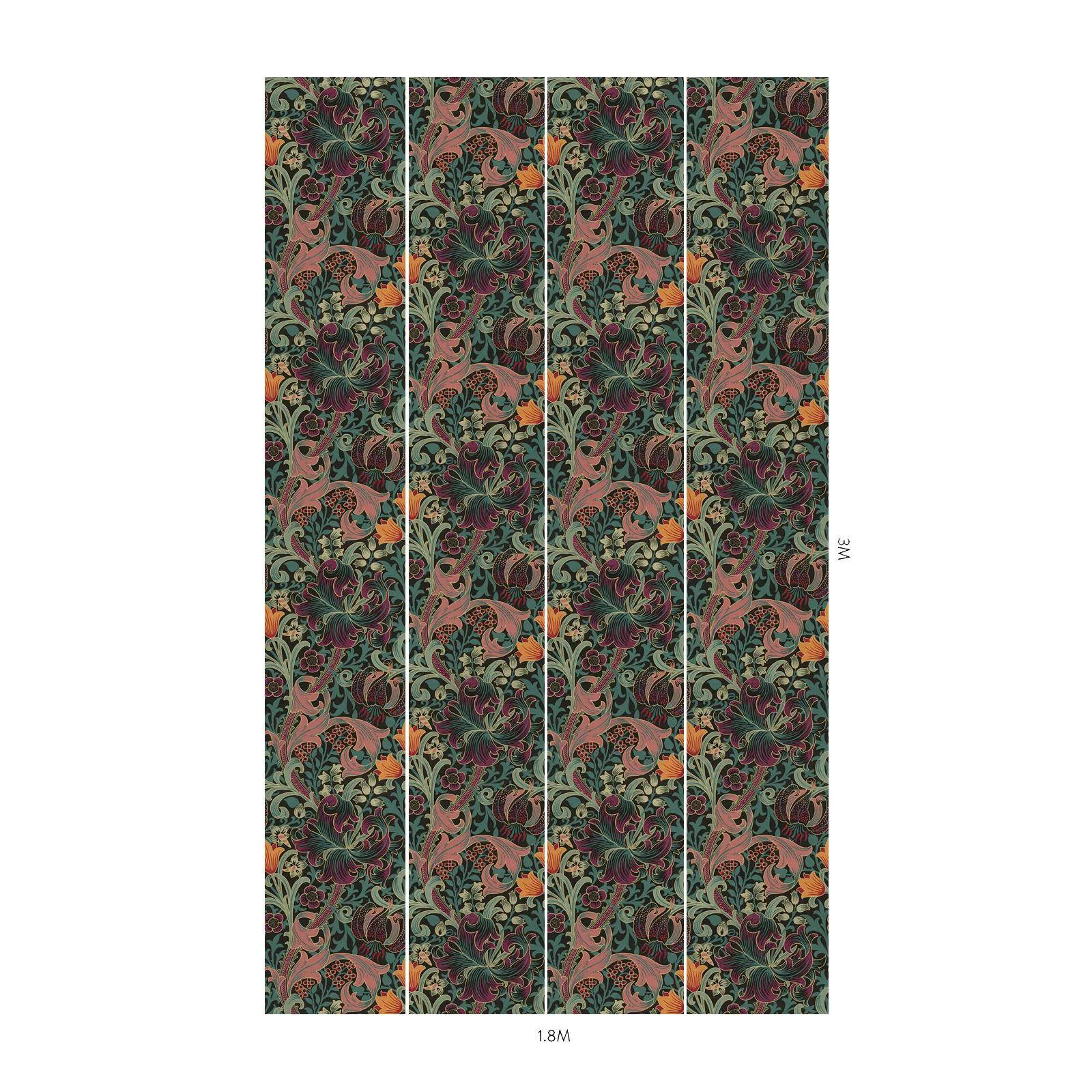 House of Hackney Golden Lily wallpaper in Apatite, blooms and foliage in apatite