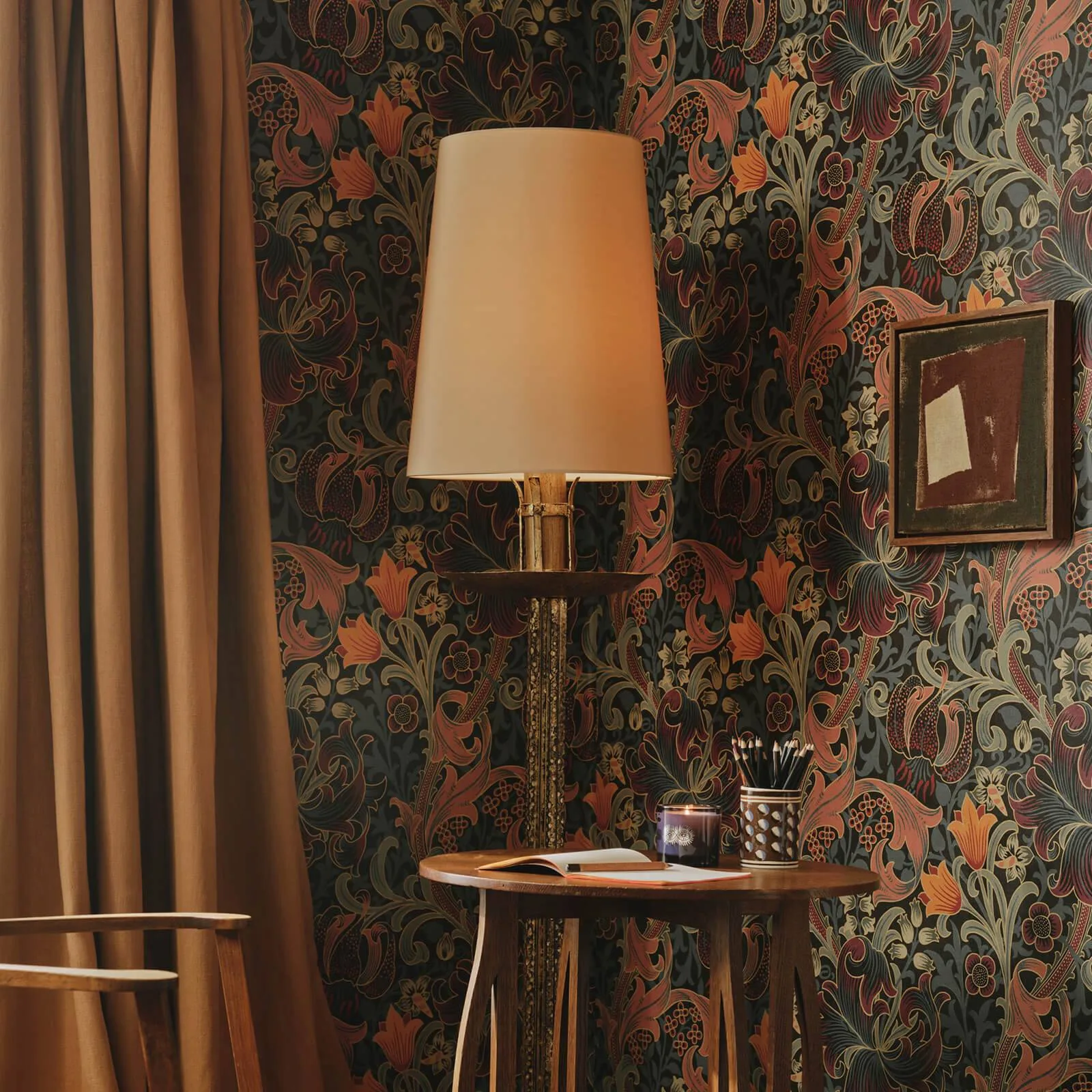 House of Hackney Golden Lily wallpaper in Apatite, blooms and foliage in apatite