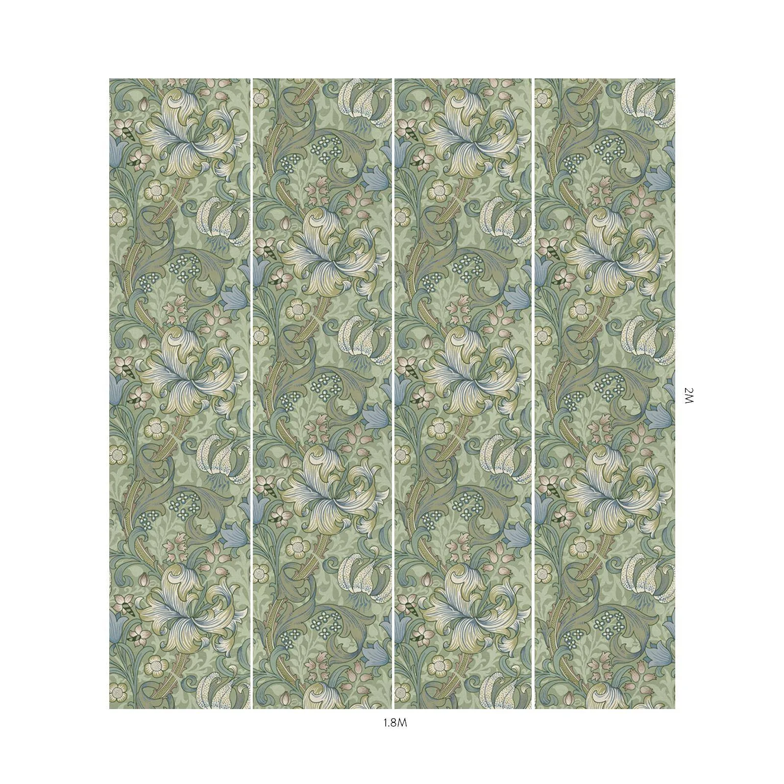 House of Hackney Golden Lily Wallpaper in Apple House of Hackney Golden Lily wallpaper in Apple, blooms and foliage in apple
