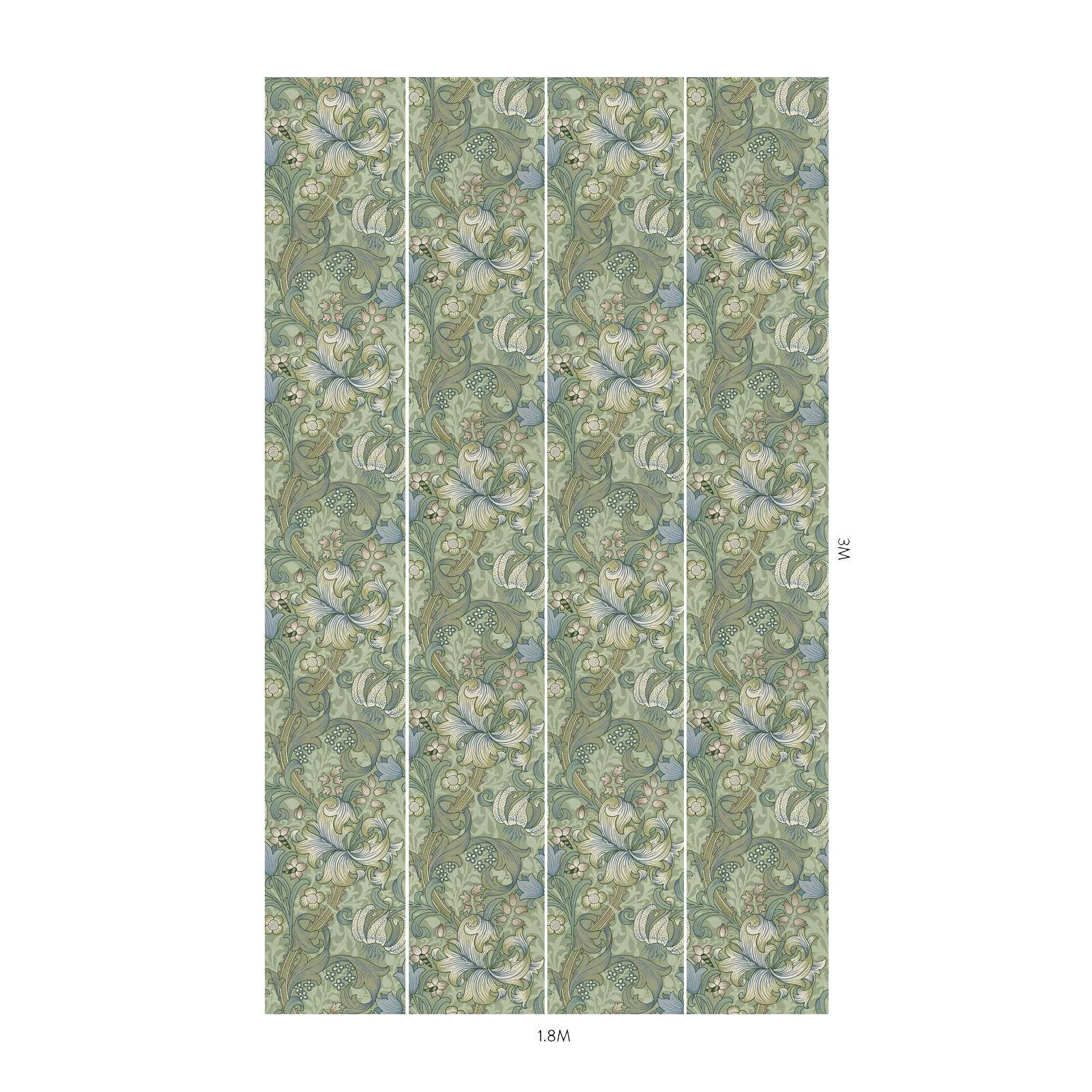 House of Hackney Golden Lily Wallpaper in Apple House of Hackney Golden Lily wallpaper in Apple, blooms and foliage in apple