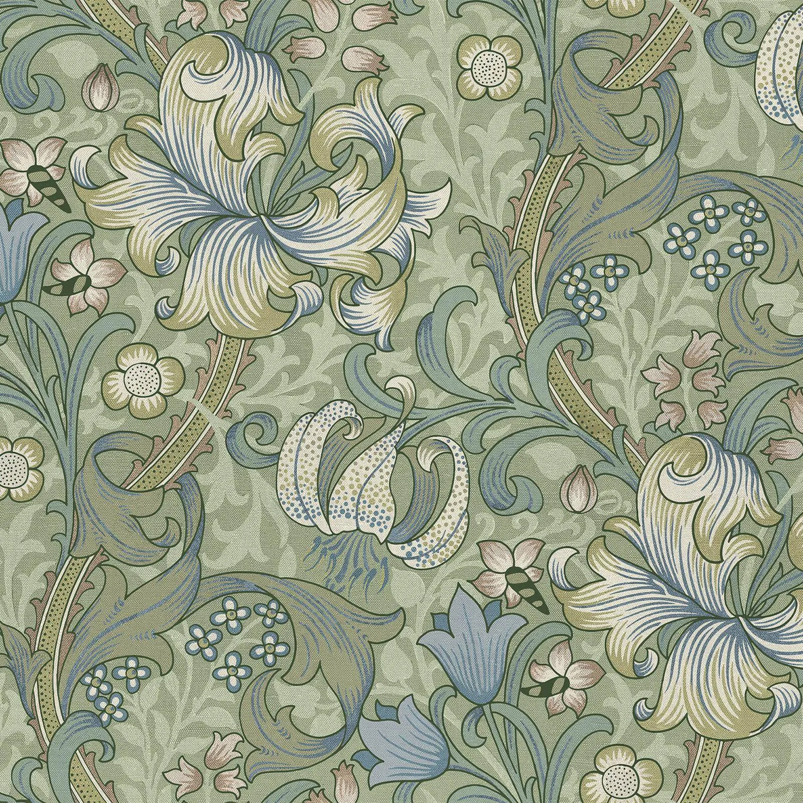 House of Hackney Golden Lily wallpaper in Apple, blooms and foliage in apple
