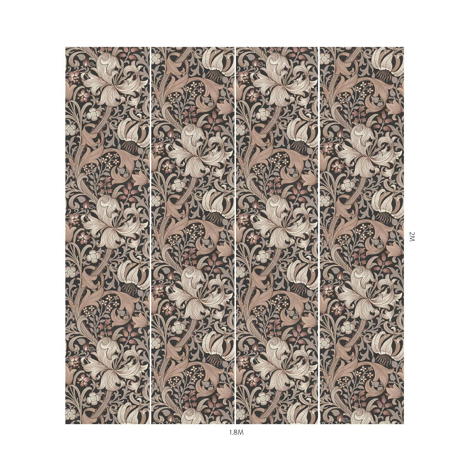 House of Hackney Golden Lily wallpaper in Black, blooms and foliage in black