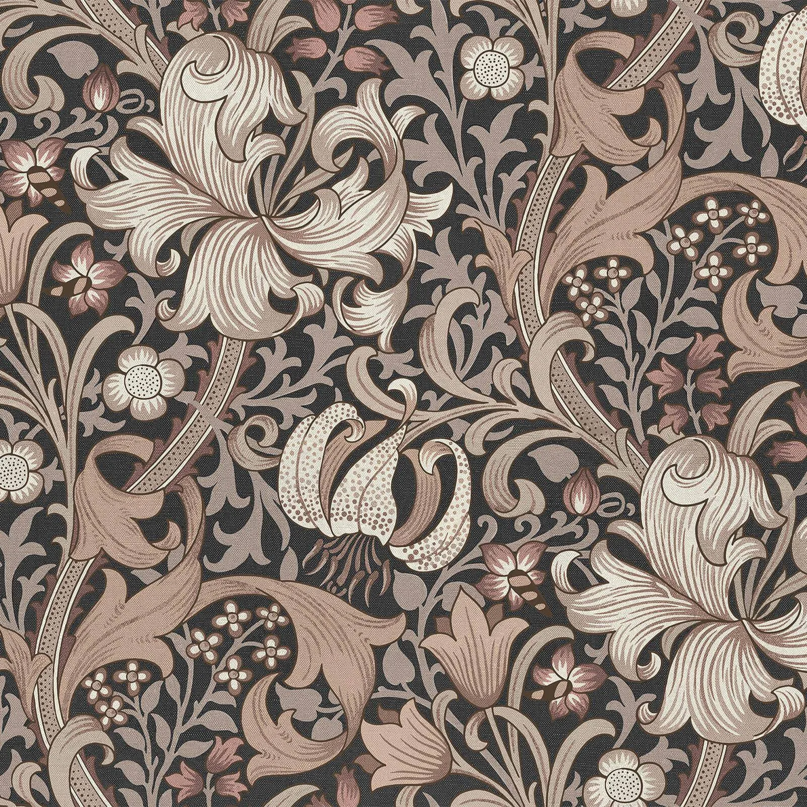 House of Hackney Golden Lily wallpaper in Black, blooms and foliage in black