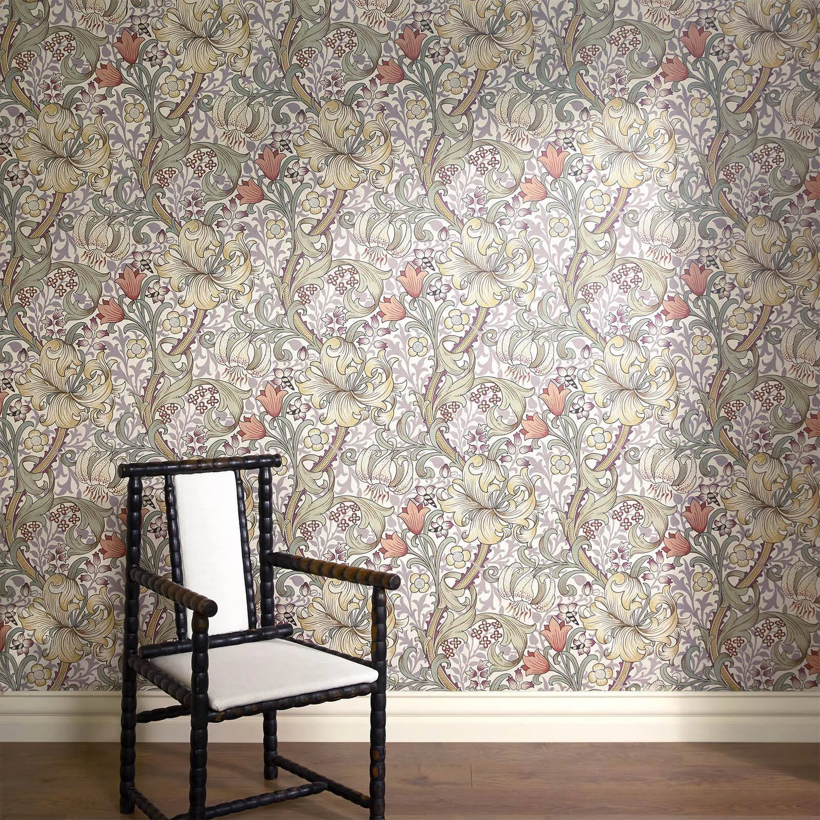 House of Hackney Golden Lily wallpaper in Cirrus, blooms and foliage in cirrus