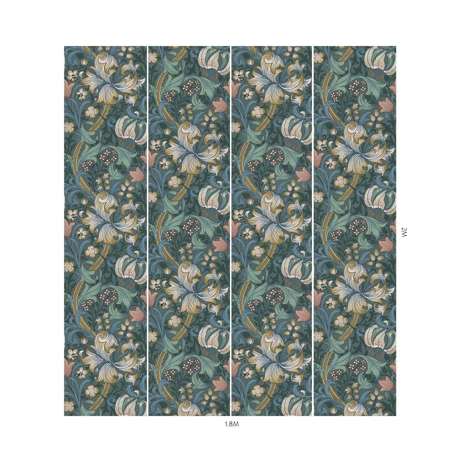 House of Hackney Golden Lily Wallpaper in Euphorbia House of Hackney Golden Lily wallpaper in Euphorbia, foliage in euphorbia