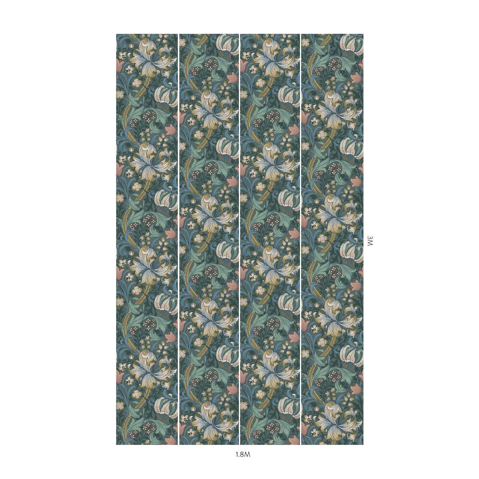 House of Hackney Golden Lily Wallpaper in Euphorbia House of Hackney Golden Lily wallpaper in Euphorbia, foliage in euphorbia