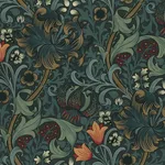 House of Hackney Golden Lily Wallpaper in Midnight House of Hackney Golden Lily wallpaper in Midnight, blooms and foliage in midnight