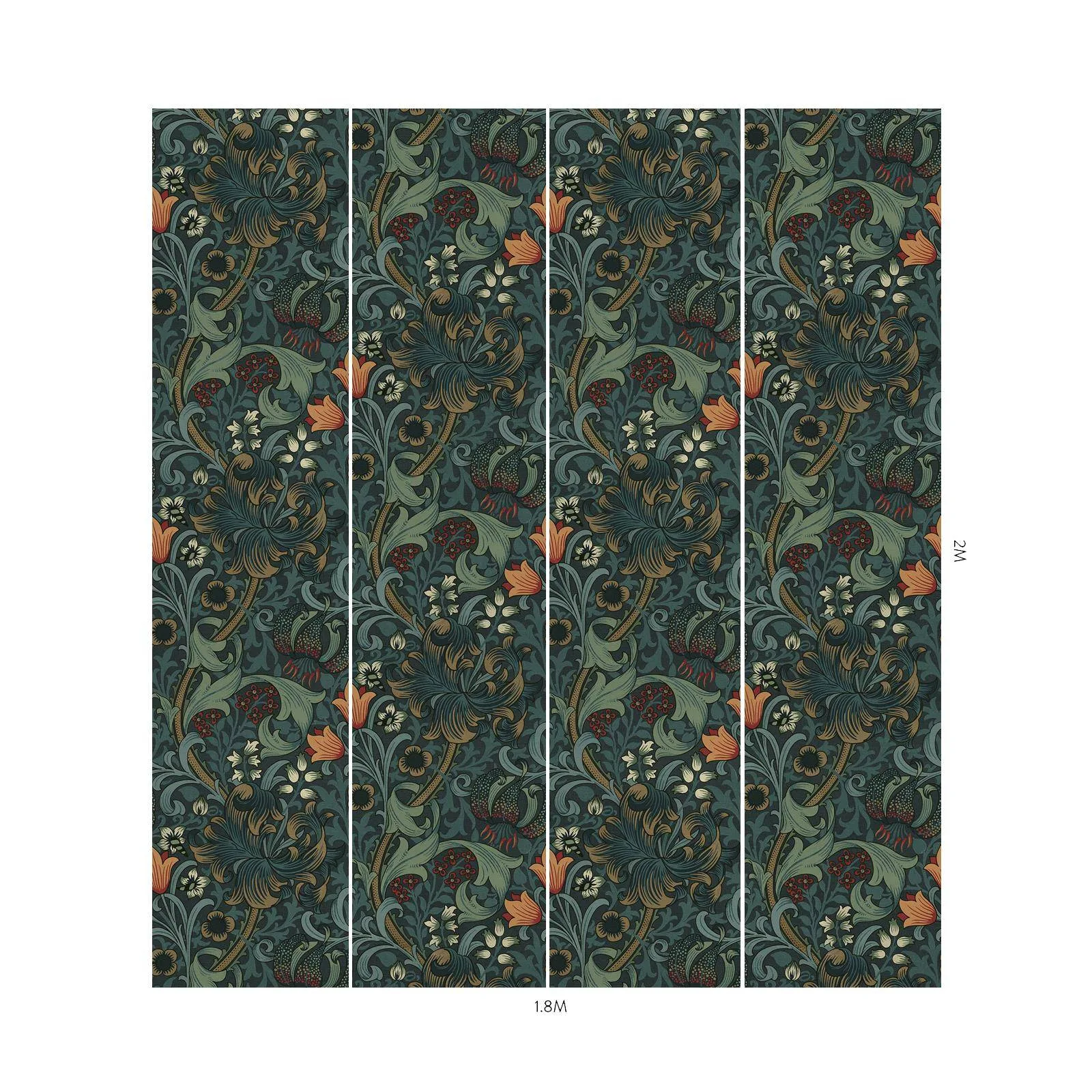 House of Hackney Golden Lily Wallpaper in Midnight House of Hackney Golden Lily wallpaper in Midnight, blooms and foliage in midnight