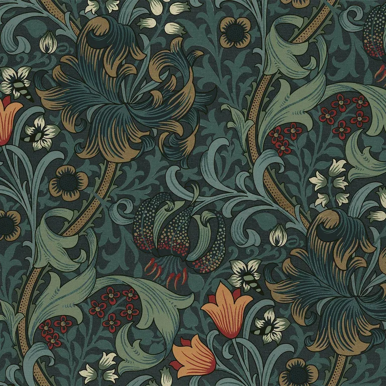 House of Hackney Golden Lily wallpaper in Midnight, blooms and foliage in midnight