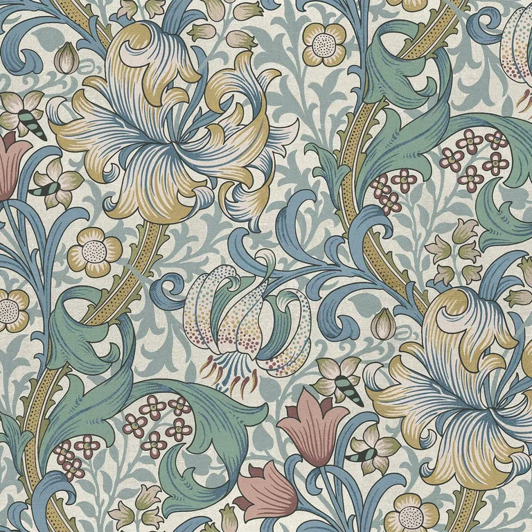 House of Hackney Golden Lily wallpaper in Moonstone, blooms and foliage in moonstone