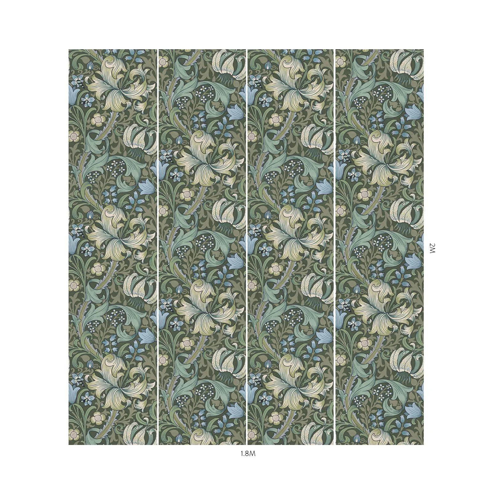 House of Hackney Golden Lily Wallpaper in Verde House of Hackney Golden Lily wallpaper in Verde, blooms and foliage in verde