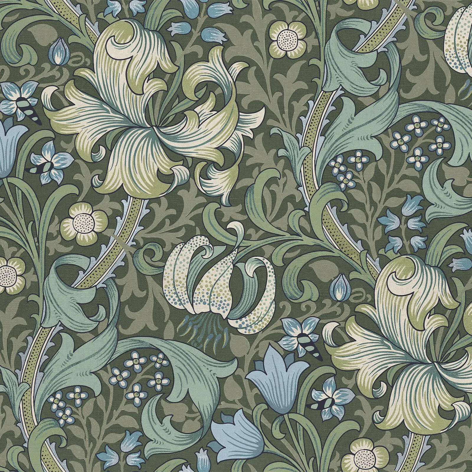 House of Hackney Golden Lily wallpaper in Verde, blooms and foliage in verde