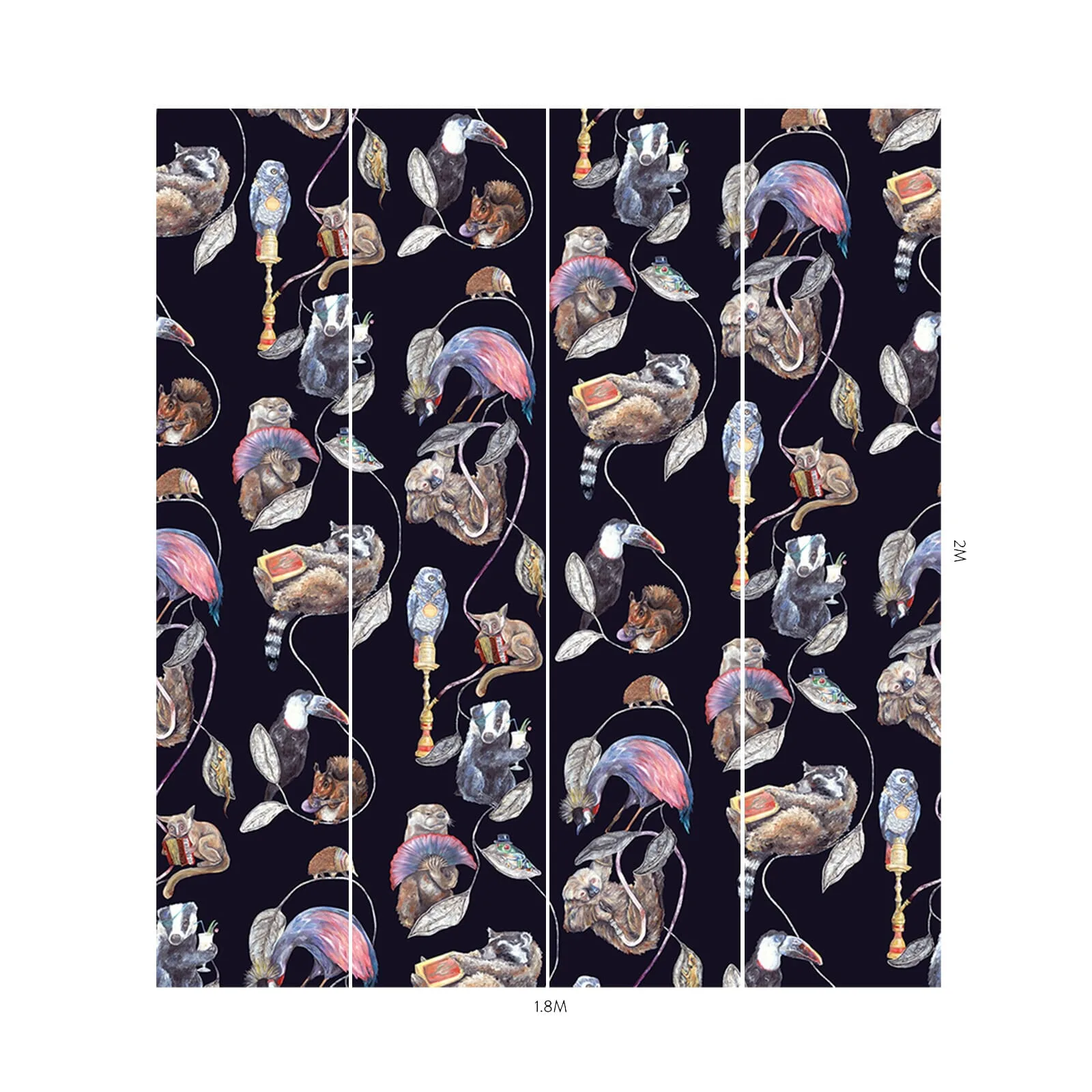 House of Hackney Hackney Empire wallpaper in Midnight, birds and animal markings in midnight