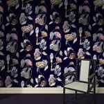House of Hackney Hackney Empire wallpaper in Midnight, birds and animal markings in midnight