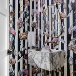 House of Hackney Hackney Empire wallpaper in Midnight Stripe, animal markings and stripes in midnight stripe