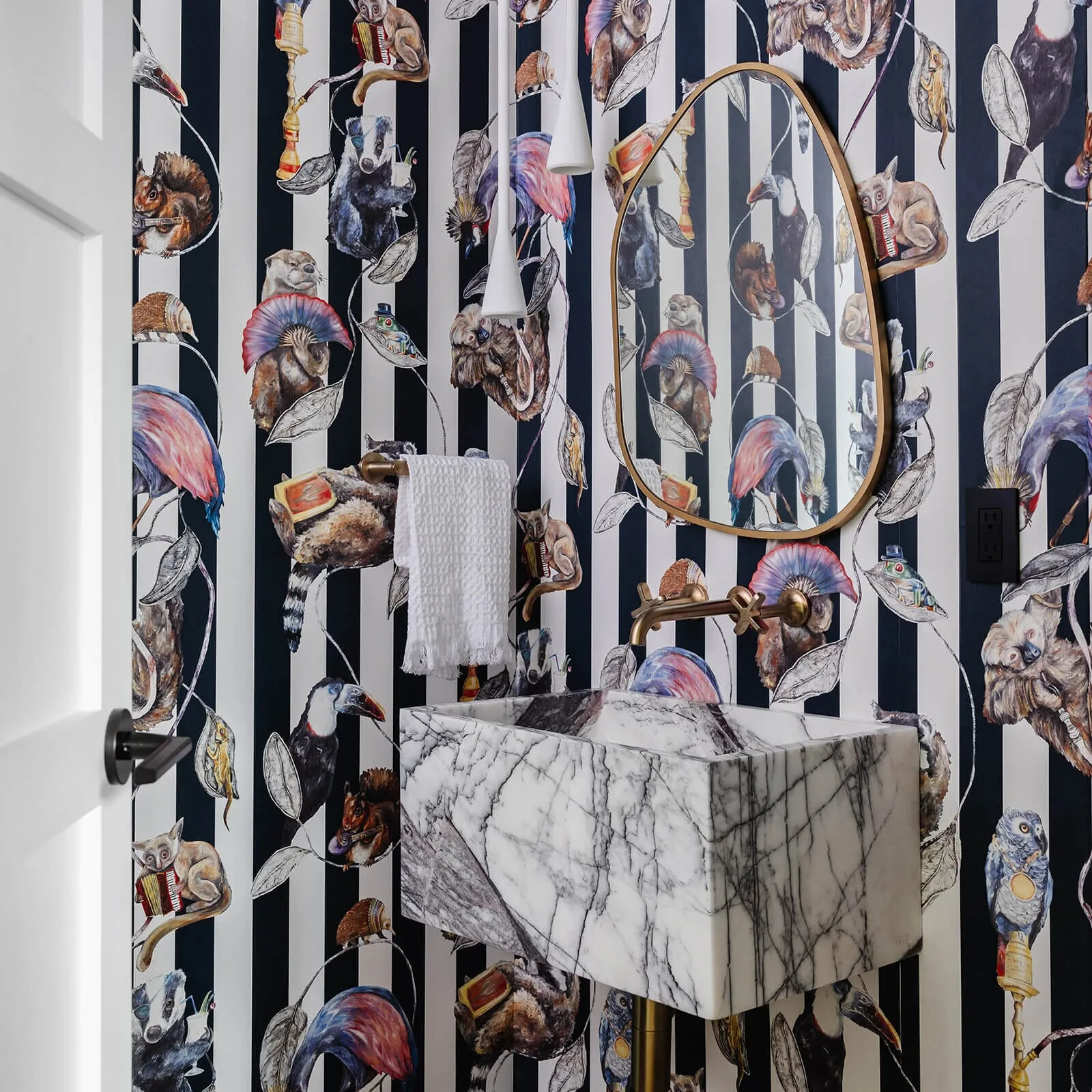 House of Hackney Hackney Empire wallpaper in Midnight Stripe, animal markings and stripes in midnight stripe