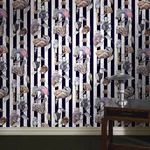 House of Hackney Hackney Empire wallpaper in Midnight Stripe, animal markings and stripes in midnight stripe