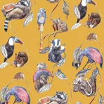 House of Hackney Hackney Empire Wallpaper in Ochre House of Hackney Hackney Empire wallpaper in Ochre, animal markings and trees in ochre