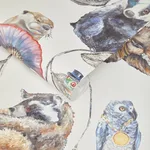 House of Hackney Hackney Empire wallpaper in White, foliage and animal markings in white