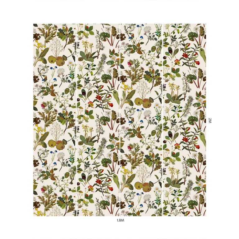 House of Hackney Herbarium wallpaper in Ecru, blooms and foliage in ecru