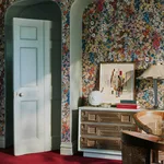 House of Hackney Hollyhocks Wallpaper in Autumn House of Hackney Hollyhocks wallpaper in Autumn, blooms and foliage in autumn