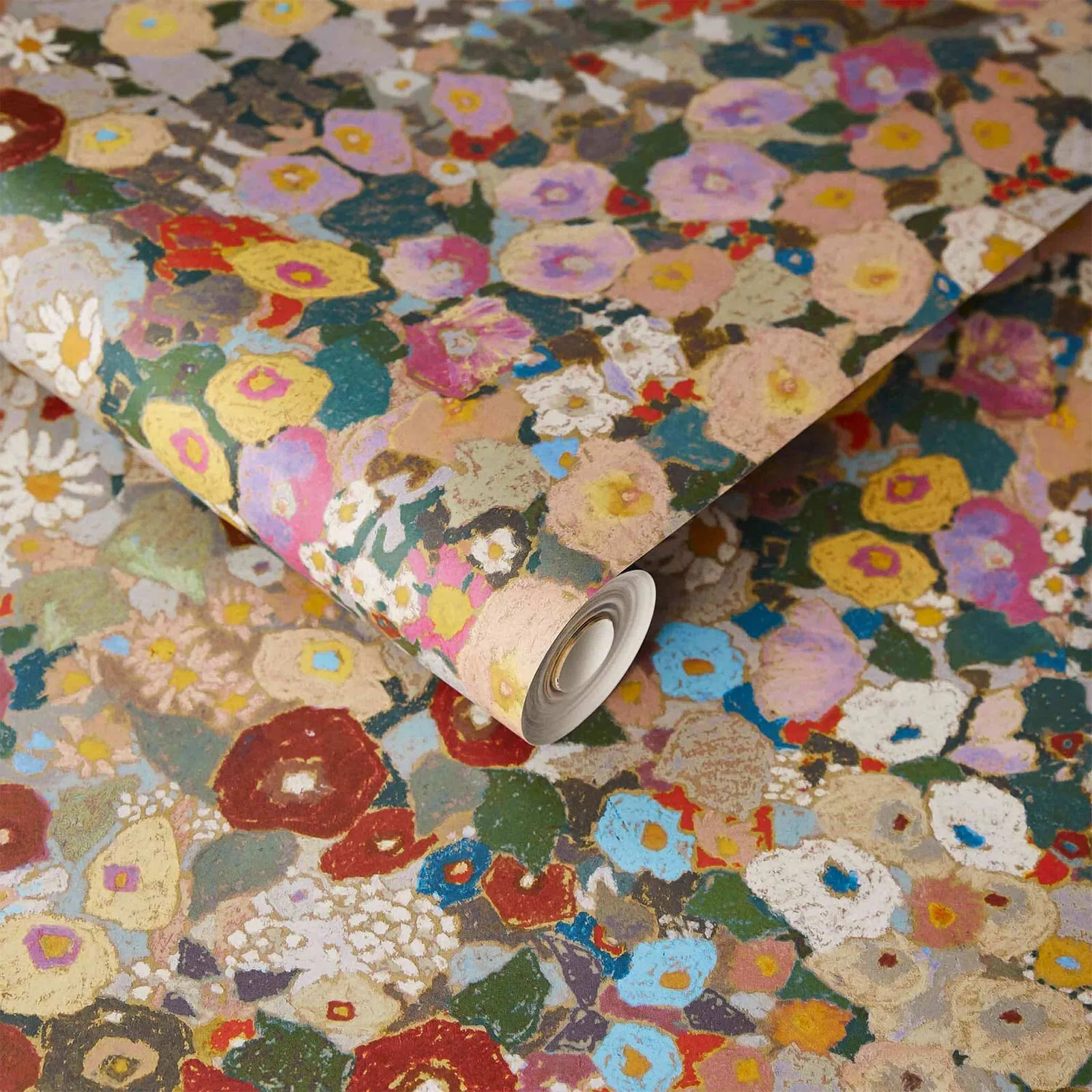 House of Hackney Hollyhocks Wallpaper in Autumn House of Hackney Hollyhocks wallpaper in Autumn, blooms and foliage in autumn
