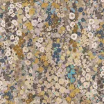 House of Hackney Hollyhocks wallpaper in Flax, blooms and foliage in flax