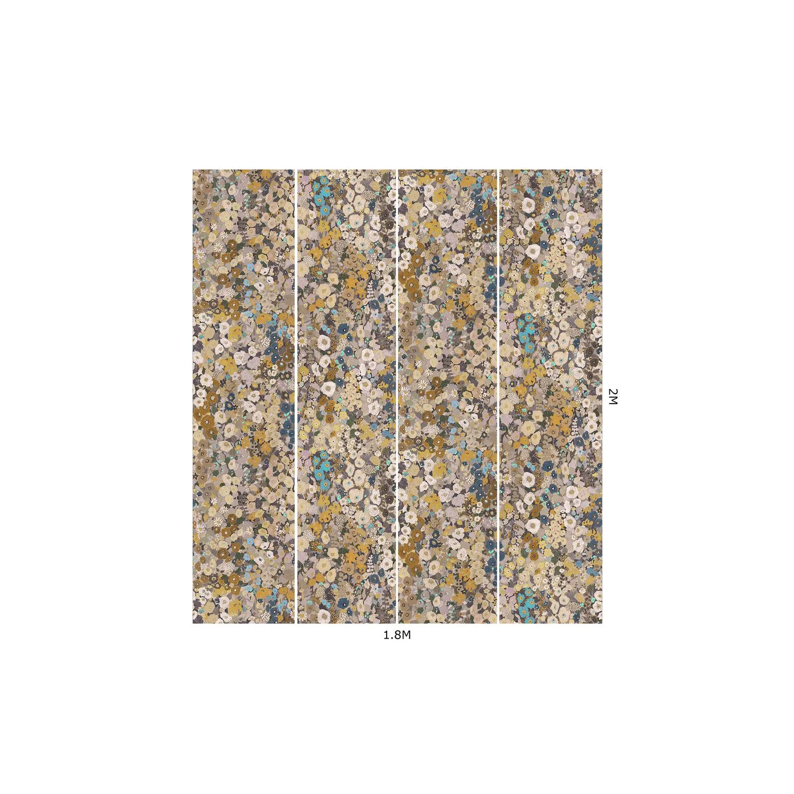 House of Hackney Hollyhocks wallpaper in Flax, blooms and foliage in flax