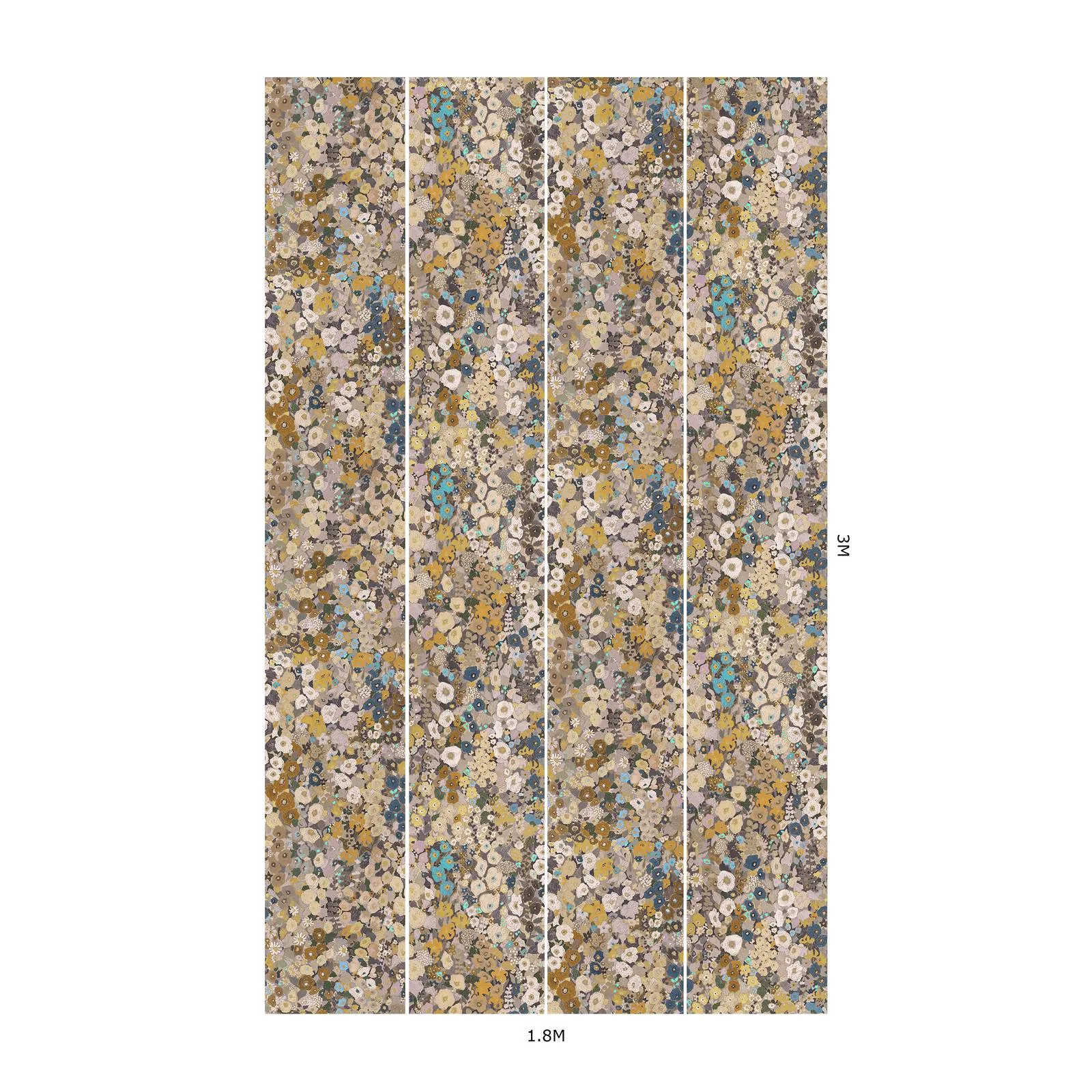 House of Hackney Hollyhocks wallpaper in Flax, blooms and foliage in flax
