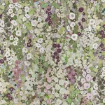 House of Hackney Hollyhocks Wallpaper in Meadow House of Hackney Hollyhocks wallpaper in Meadow, blooms and foliage in meadow
