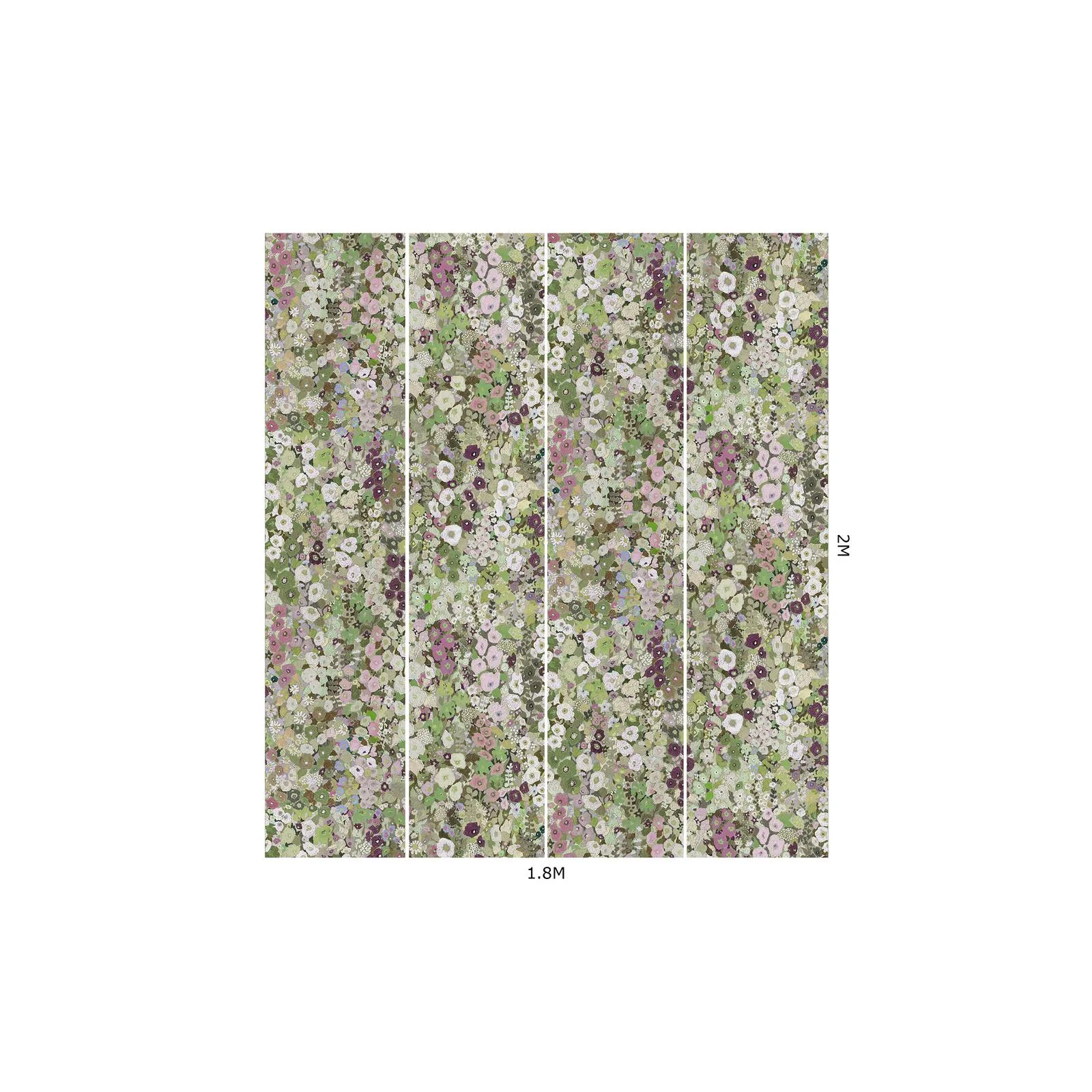 House of Hackney Hollyhocks Wallpaper in Meadow House of Hackney Hollyhocks wallpaper in Meadow, blooms and foliage in meadow