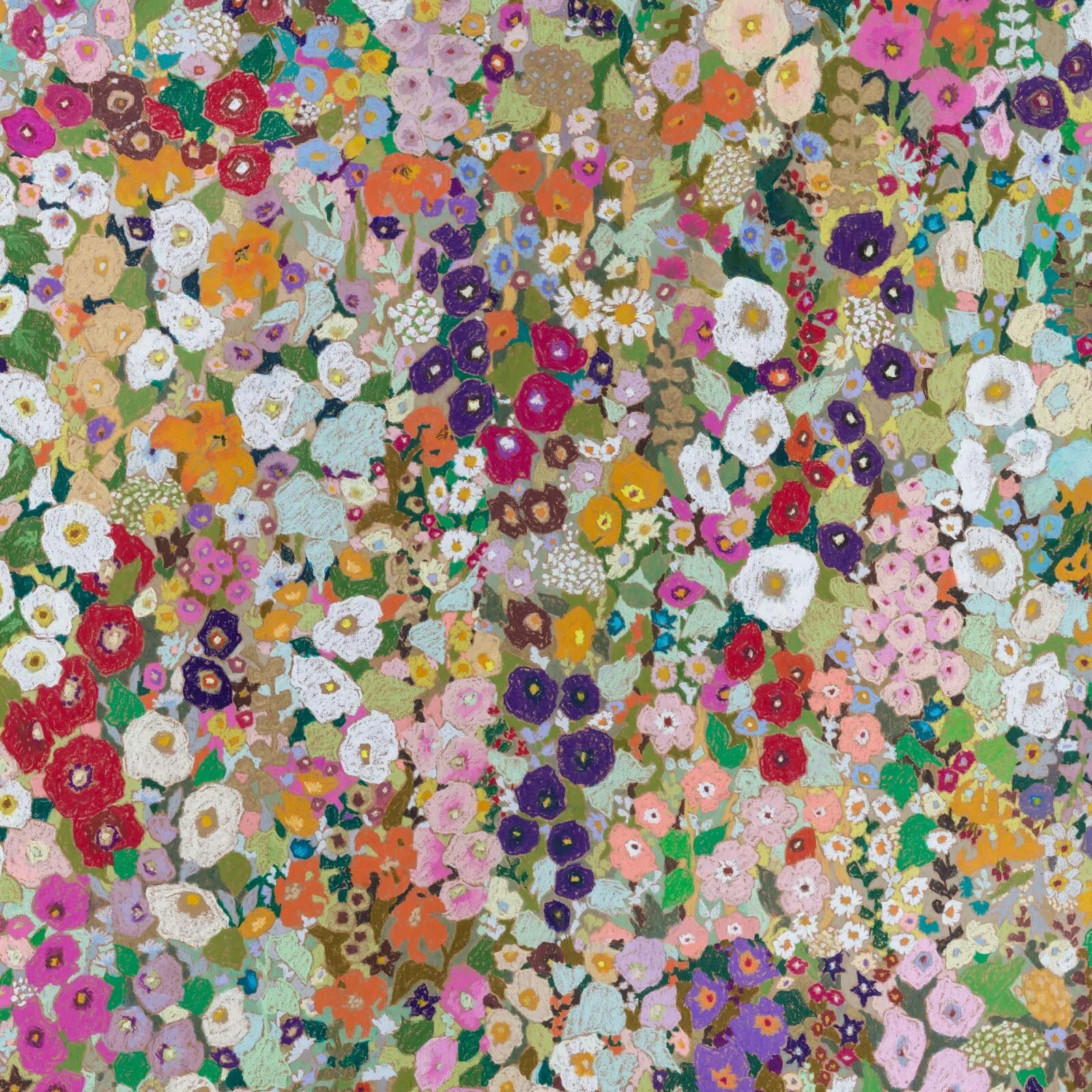 House of Hackney Hollyhocks wallpaper in Spring, blooms and foliage in spring