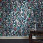 House of Hackney Hollyhocks Wallpaper in Winter House of Hackney Hollyhocks wallpaper in Winter, blooms and foliage in winter