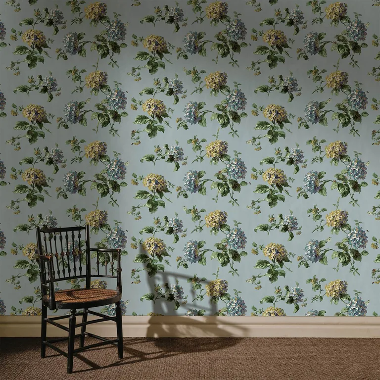 House of Hackney Hortensia wallpaper in Sky, blooms and foliage in sky