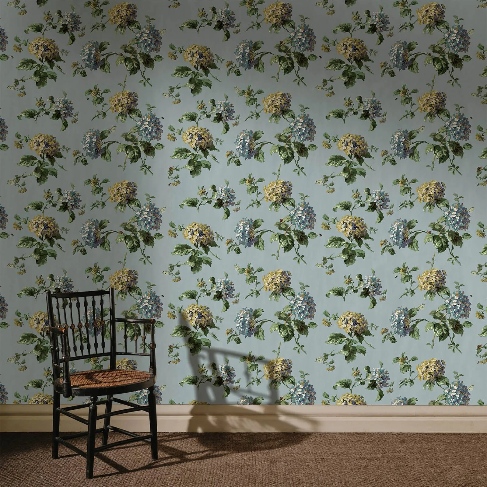 House of Hackney Hortensia wallpaper in Sky, blooms and foliage in sky